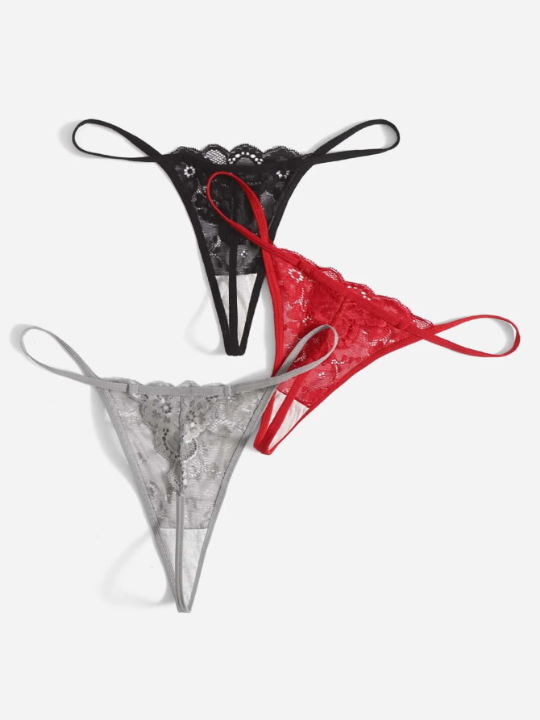 Classic Sexy 3pack Floral Lace Thong