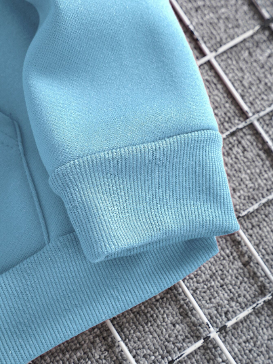 Men Kangaroo Pocket Drawstring Thermal Hoodie