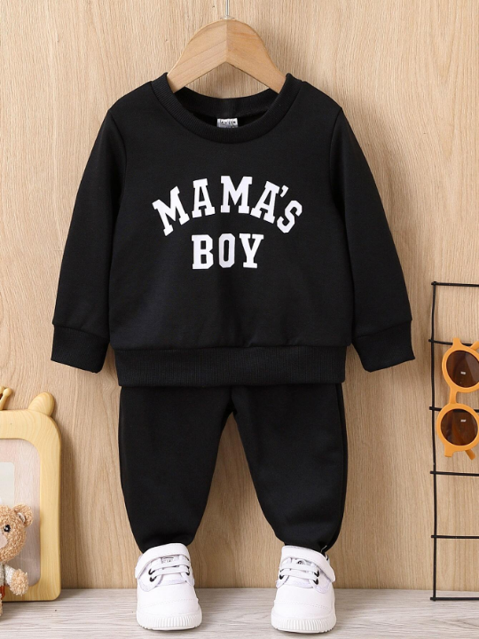 Baby Boy Letter Graphic Pullover & Sweatpants