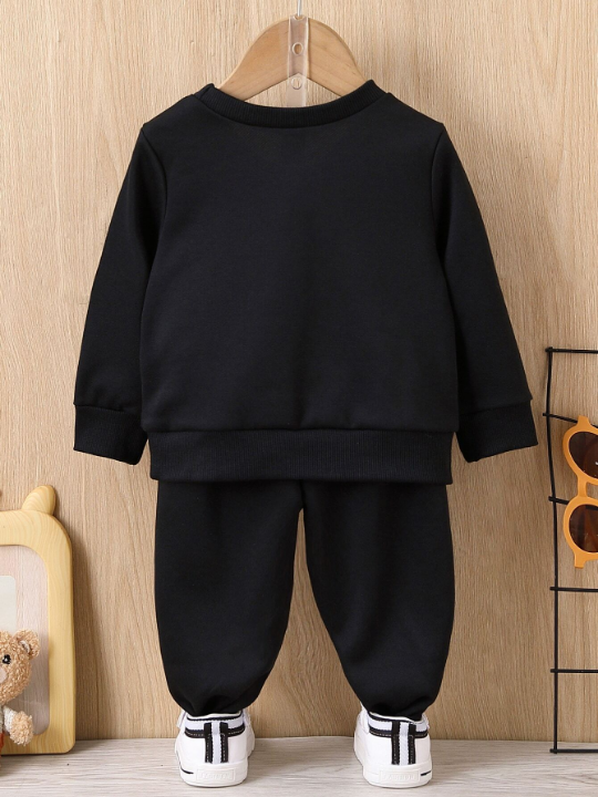 Baby Boy Letter Graphic Pullover & Sweatpants