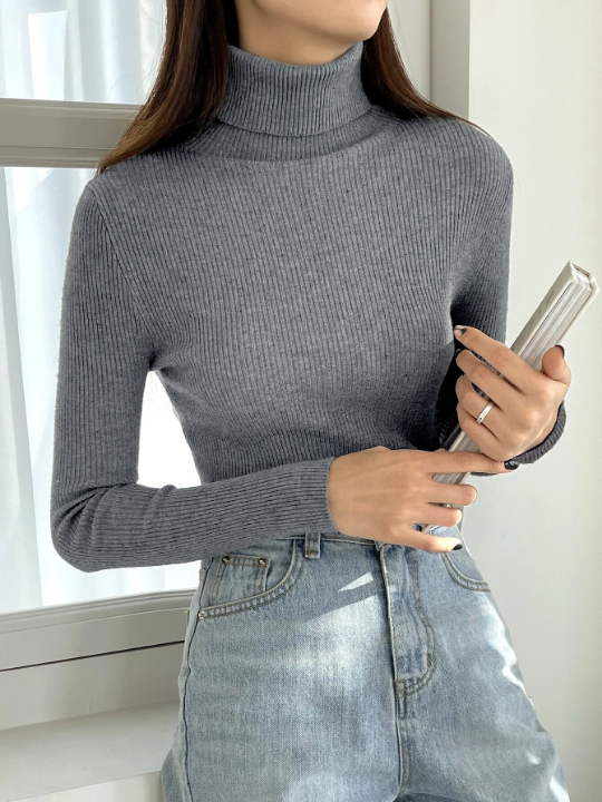 DAZY Ribbed Knit Turtleneck Sweater