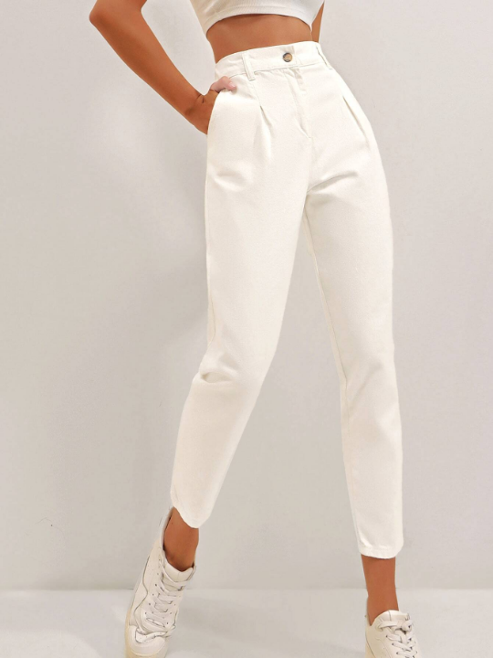 Frenchy Solid Slant Pocket Pants