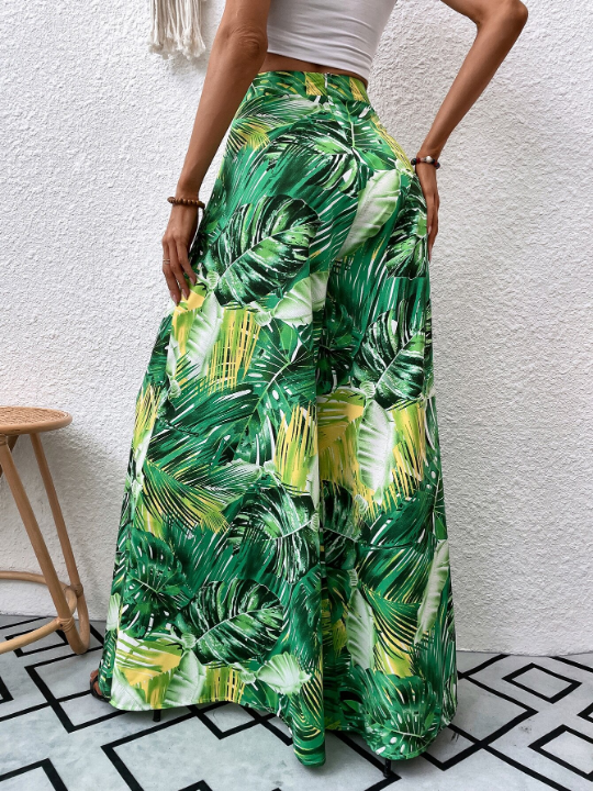 VCAY Tropical Print Wide Leg Pants