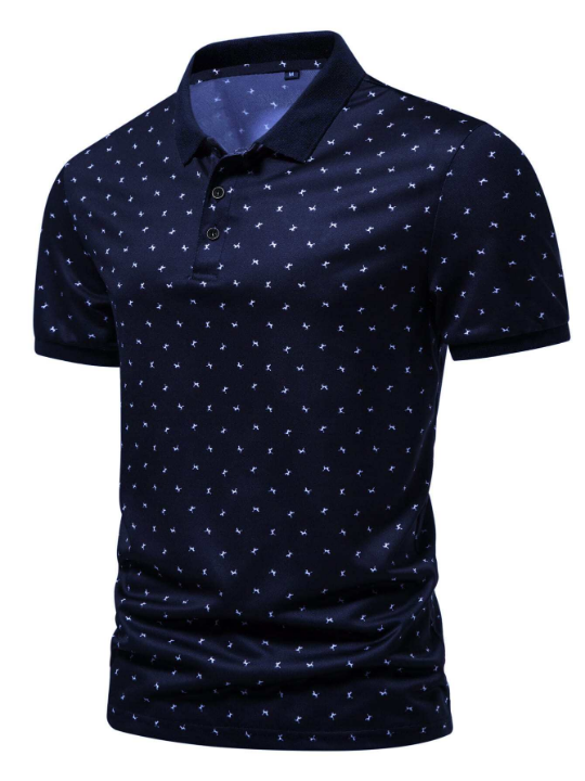 Manfinity Homme Men Allover Print Polo Shirt