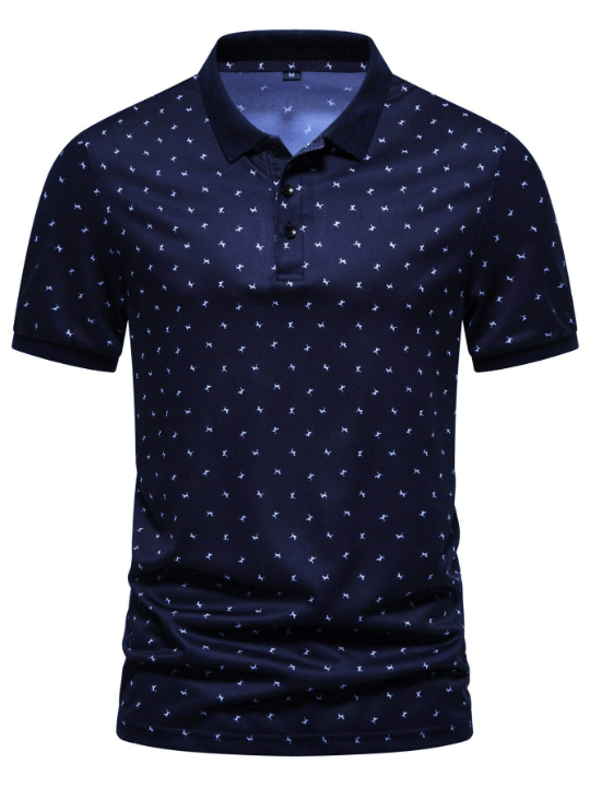 Manfinity Homme Men Allover Print Polo Shirt