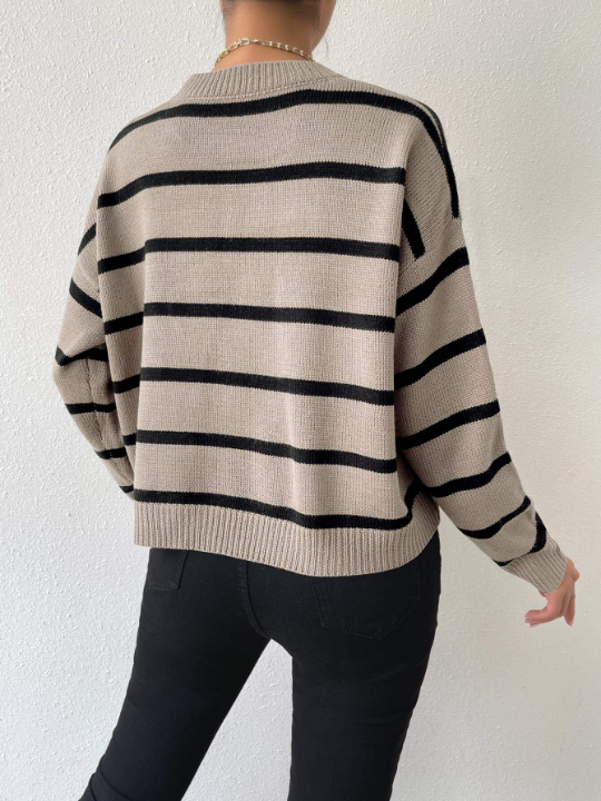 Essnce Striped Drop Shoulder Sweater