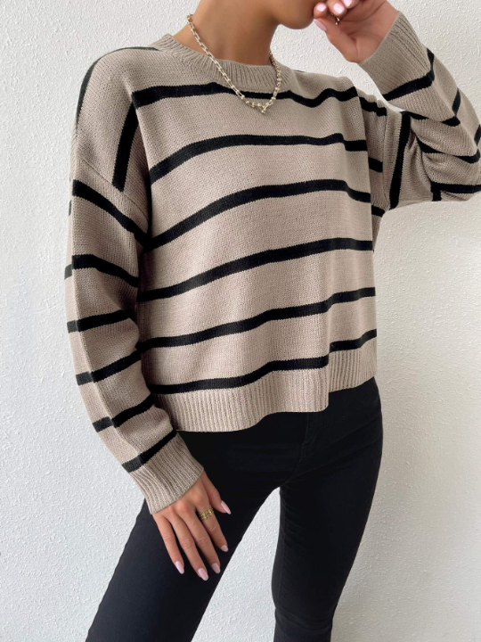 Essnce Striped Drop Shoulder Sweater