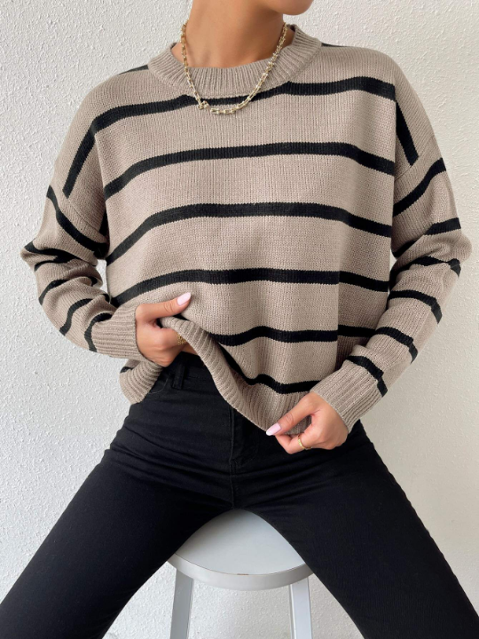 Essnce Striped Drop Shoulder Sweater