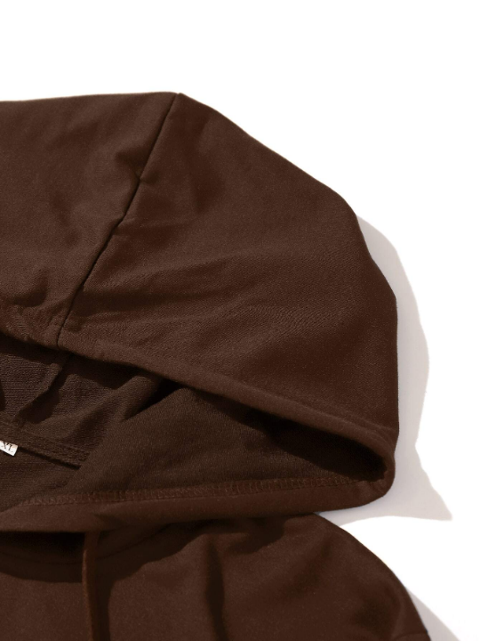 Rick and Morty | ROMWE Guys Letter Cartoon Graphic Kangaroo Pocket Drawstring Hoodie