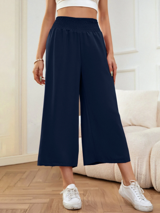 LUNE Shirred Waist Wide Leg Pants