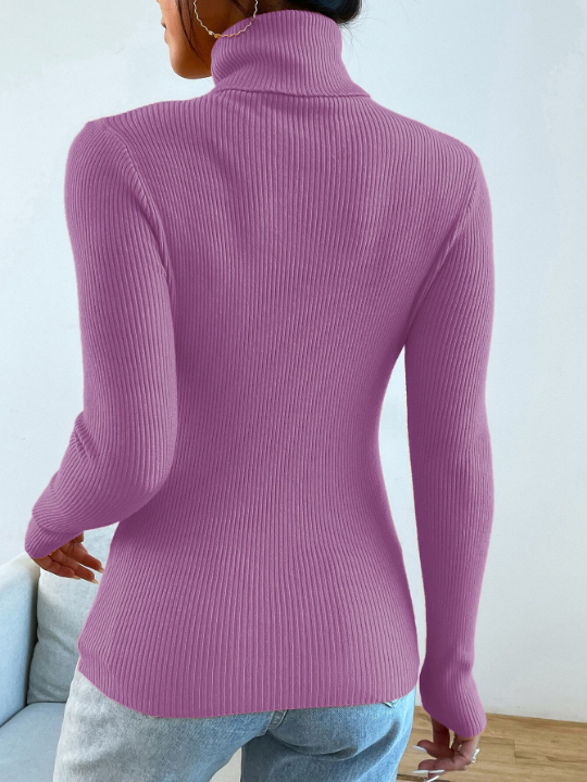 Mulvari Turtleneck Ribbed Knit Sweater Without Necklace