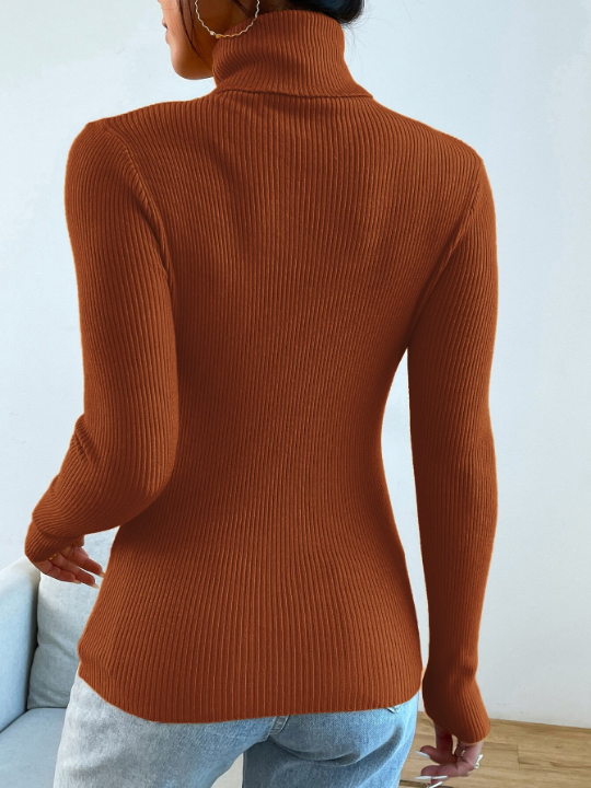 Mulvari Turtleneck Ribbed Knit Sweater Without Necklace