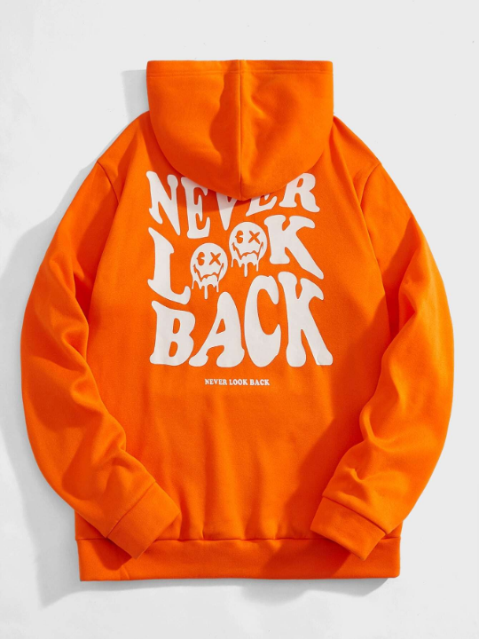 Manfinity Hypemode Men Slogan Graphic Drawstring Hoodie