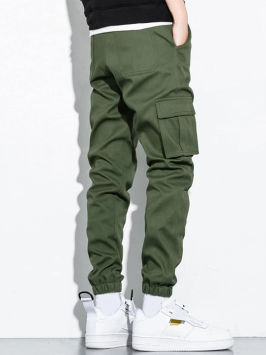 Manfinity Hypemode Men Letter Patched Flap Pocket Cargo Pants