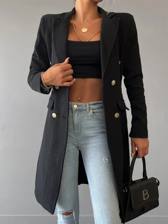 Frenchy Lapel Neck Double Breasted Overcoat