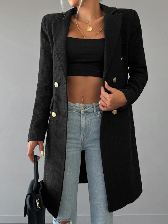 Frenchy Lapel Neck Double Breasted Overcoat