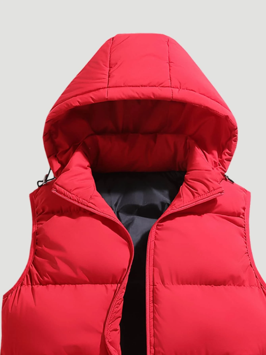 Men Zip Up Hooded Vest Winter Coat