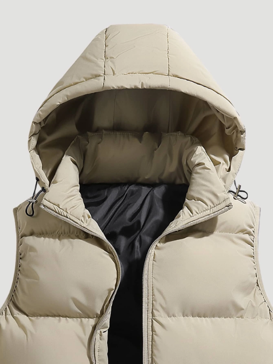 Men Zip Up Hooded Vest Puffer Winter Coat