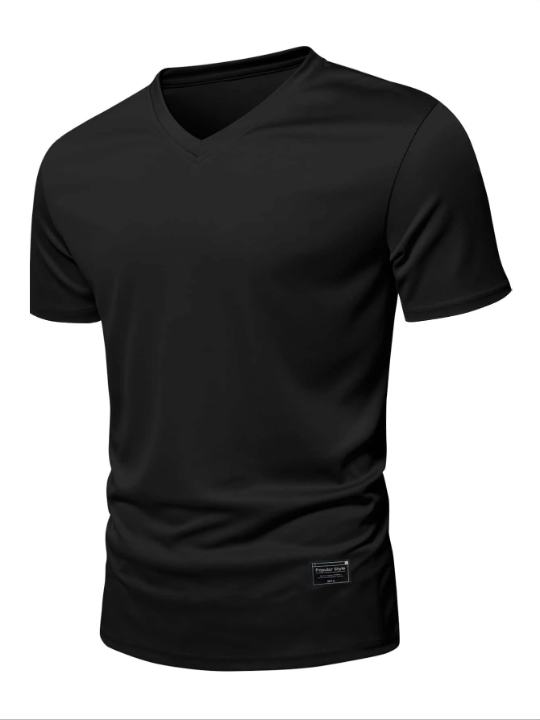 Manfinity Homme Men Patch Detail V Neck Tee