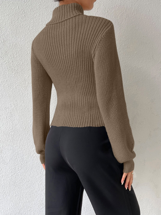 Priv Turtleneck Cut Out Eyelet Detail Sweater