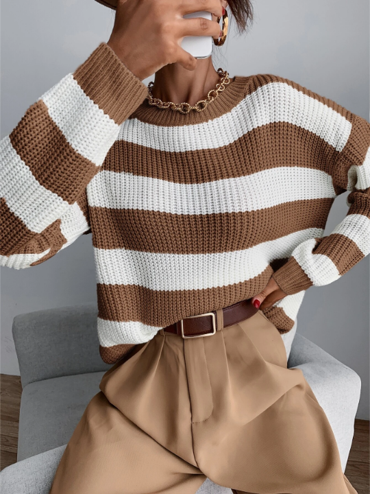 Essnce Drop Shoulder Striped Sweater