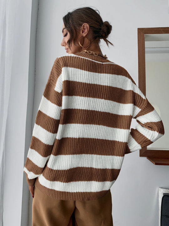 Essnce Drop Shoulder Striped Sweater