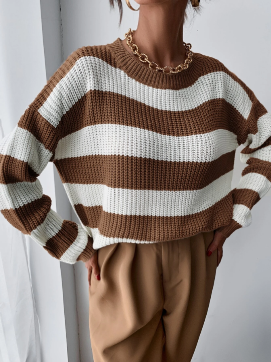 Essnce Drop Shoulder Striped Sweater