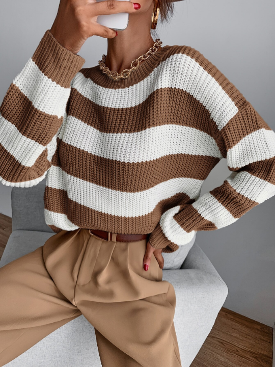 Essnce Drop Shoulder Striped Sweater