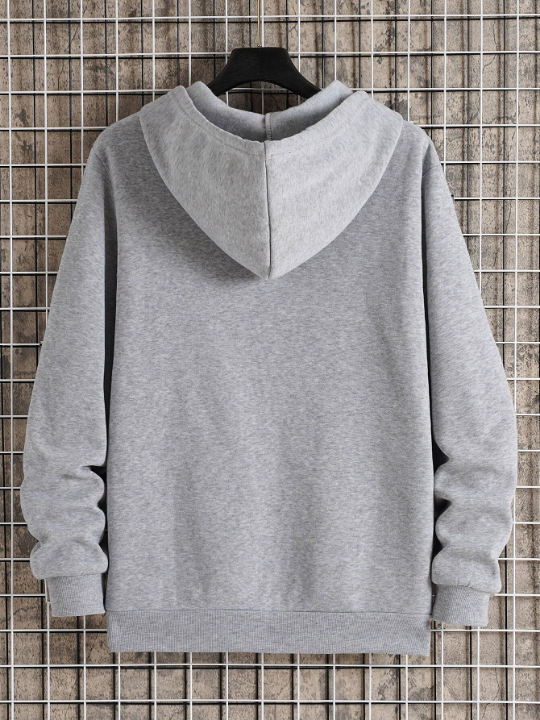 Men Zip Up Drawstring Thermal Hoodie