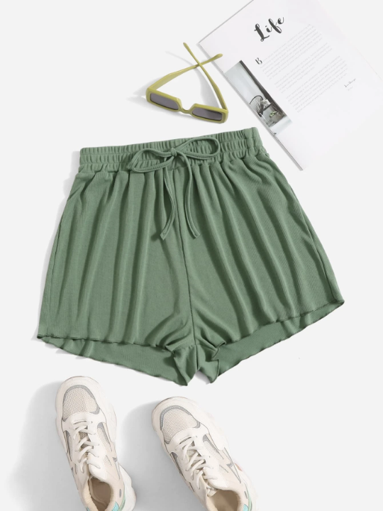 EZwear Knot Waist Solid Shorts