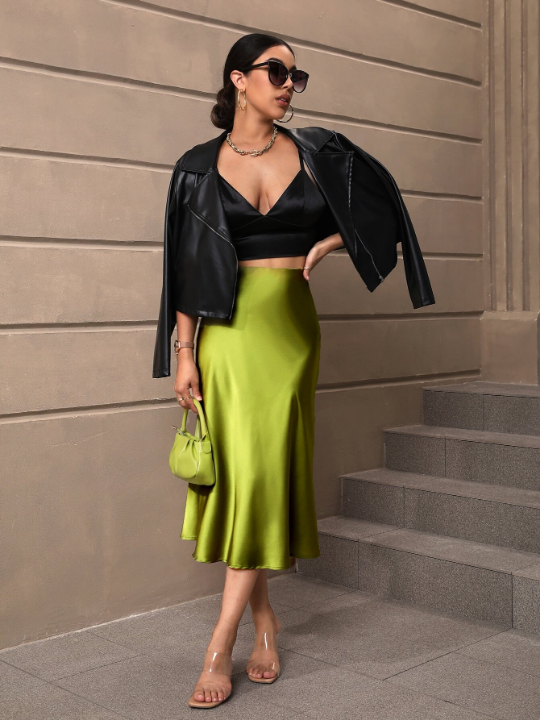 BAE High Waist Satin Skirt