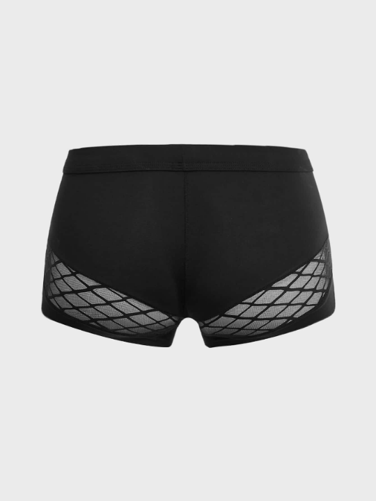 Men Fishnet Insert Solid Boxer Brief