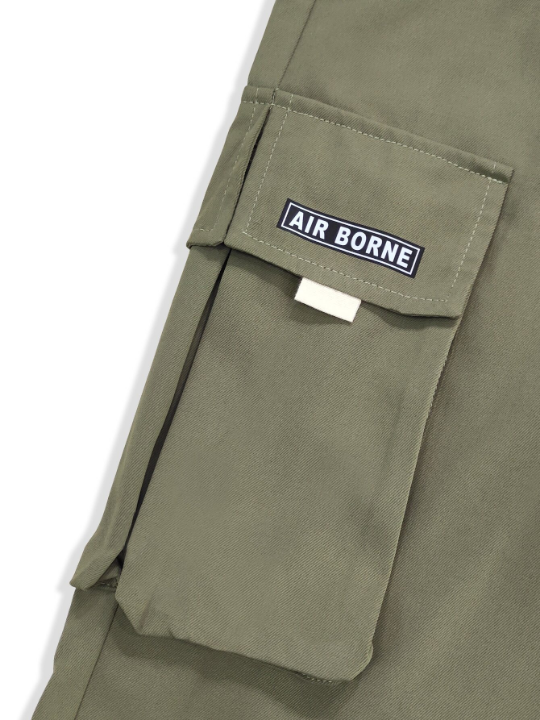 Manfinity EMRG Men's Loose Cargo Pants With Letter Graphic, Flap Pockets And Drawstring Waist