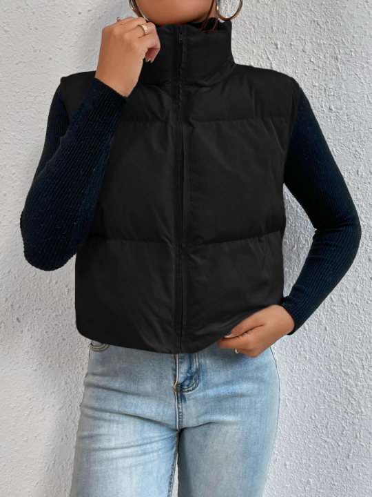 EZwear Spring Outfits Zip Up Puffer Vest Coat