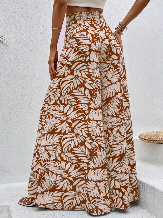 VCAY Tropical Print Wide Leg Pants