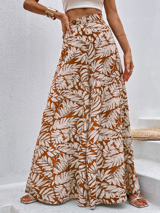 VCAY Tropical Print Wide Leg Pants