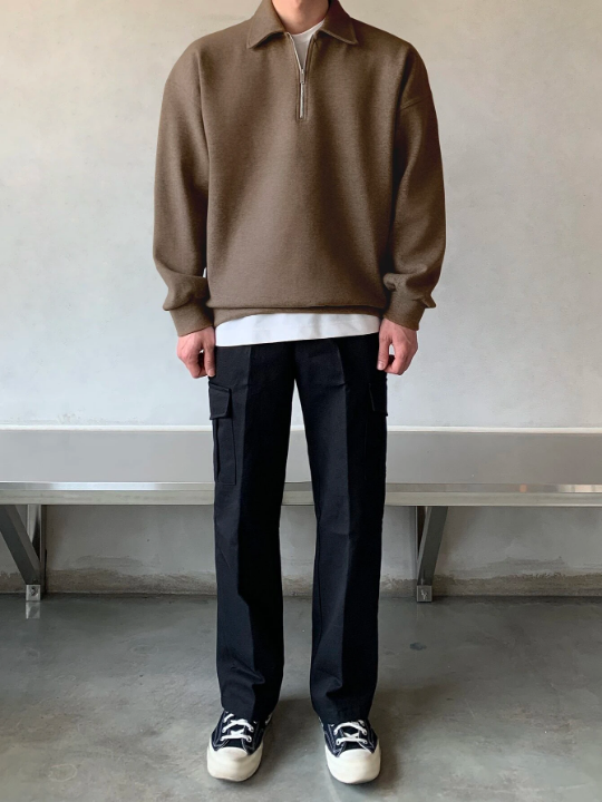 DAZY Men Quarter Zipper Drop Shoulder Pullover Without Tee