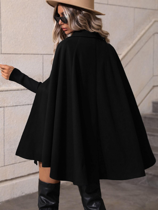 Double Breasted Cloak Sleeve Cape Overcoat