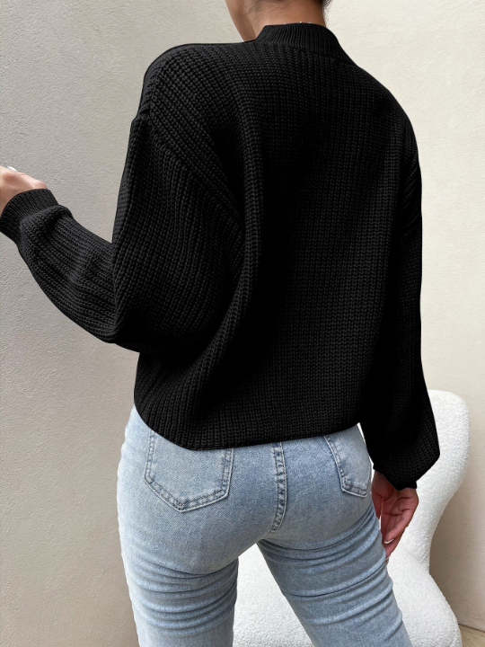 Essnce Mock Neck Drop Shoulder Sweater