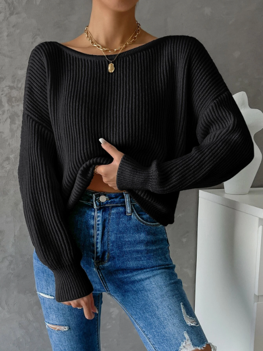 Priv Twist Back Drop Shoulder Sweater