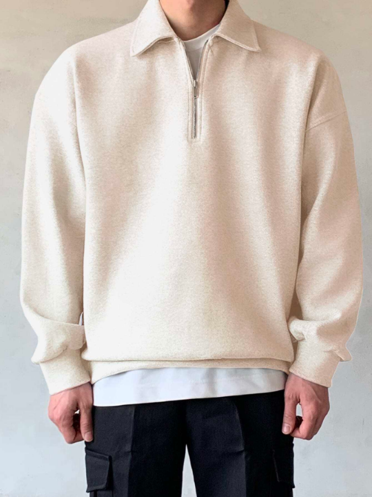 DAZY Men Quarter Zipper Drop Shoulder Pullover Without Tee