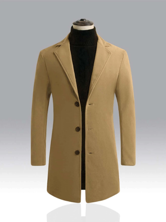 Manfinity Homme Men 1pc Lapel Collar Single Breasted Overcoat