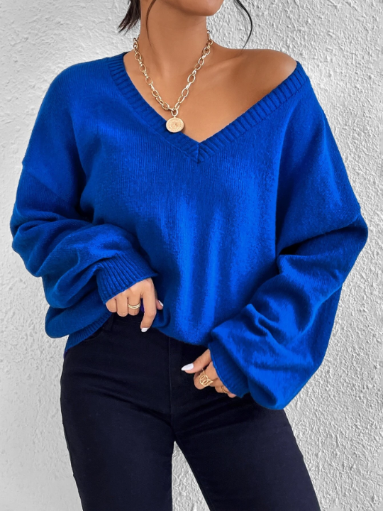 Essnce V Neck Drop Shoulder Sweater