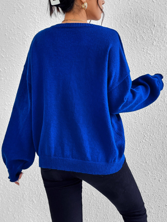 Essnce V Neck Drop Shoulder Sweater