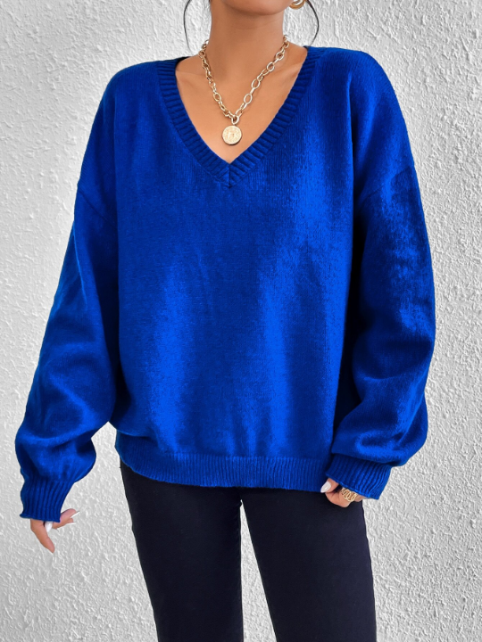 Essnce V Neck Drop Shoulder Sweater