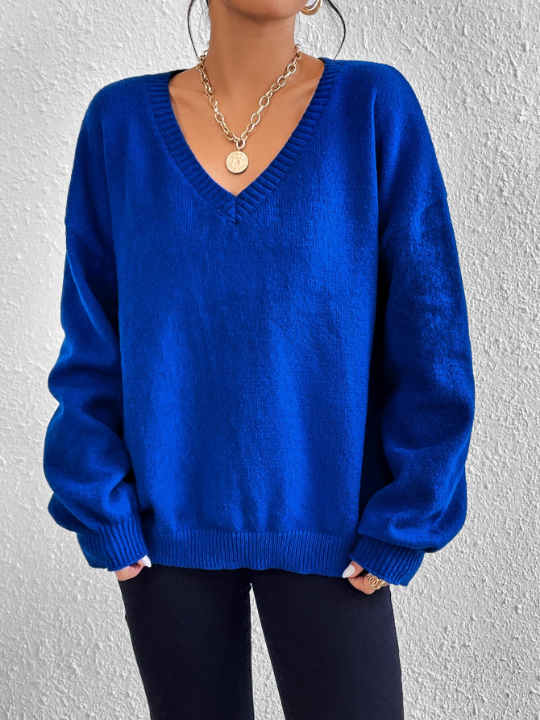 Essnce V Neck Drop Shoulder Sweater