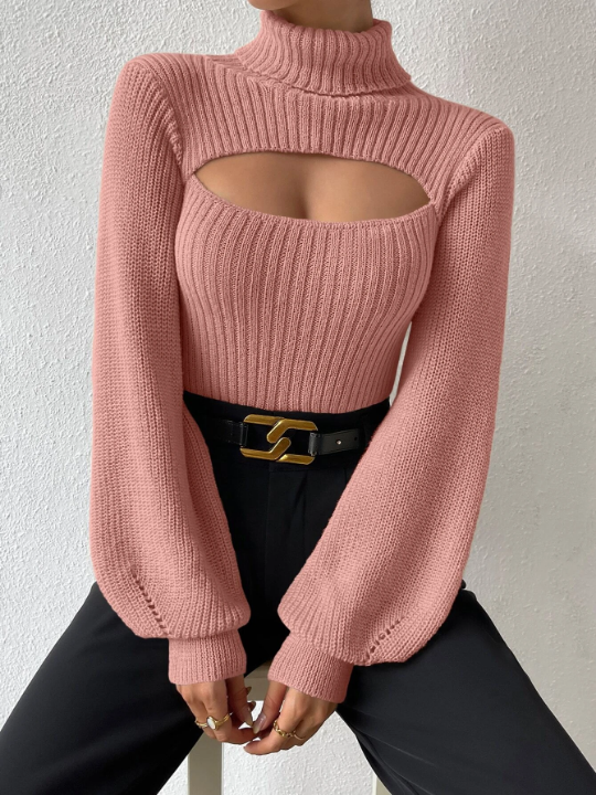 BAE Turtleneck Cut Out Eyelet Detail Sweater