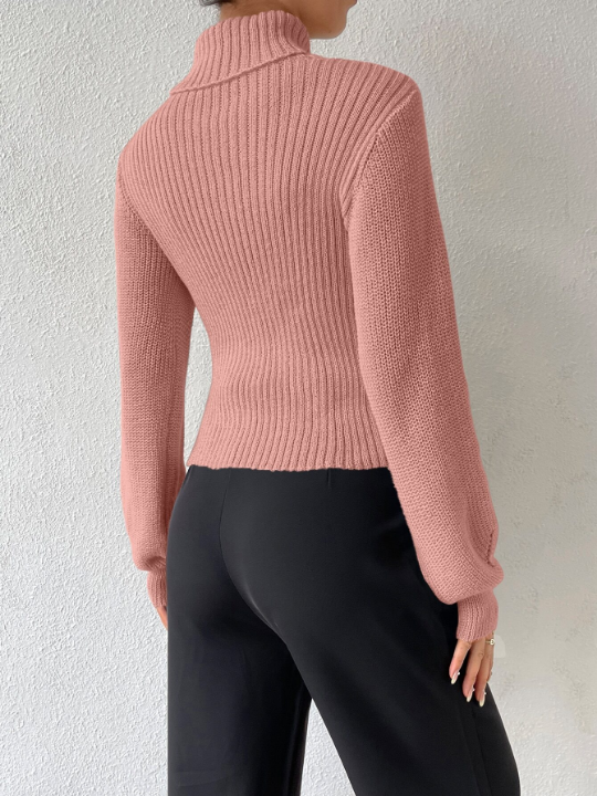 BAE Turtleneck Cut Out Eyelet Detail Sweater