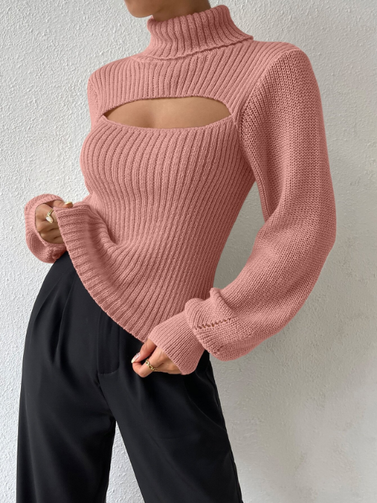 BAE Turtleneck Cut Out Eyelet Detail Sweater