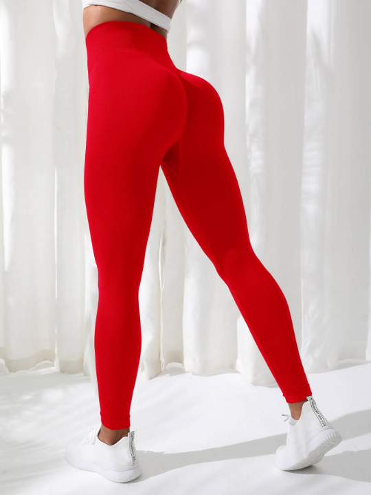 Yoga Basic Solid Wideband Waist Sports Leggings